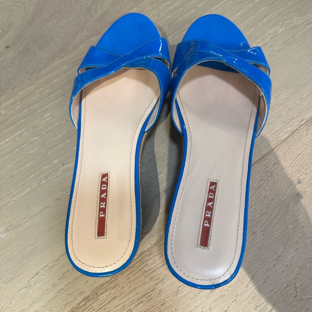 Prada Blue Wedge Shoes